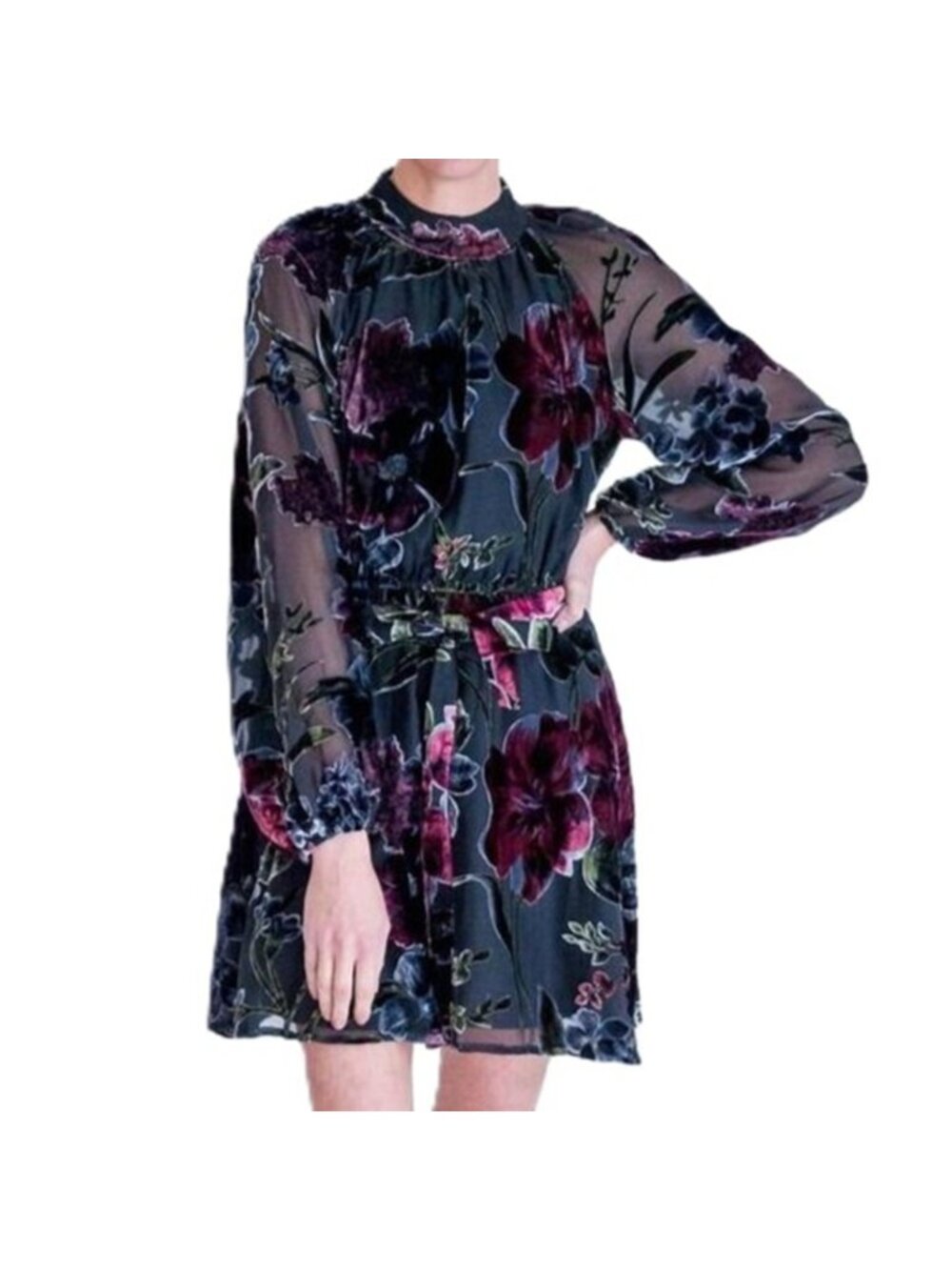 Allison New York Hannah Mini Dress in Black Floral Size Small New